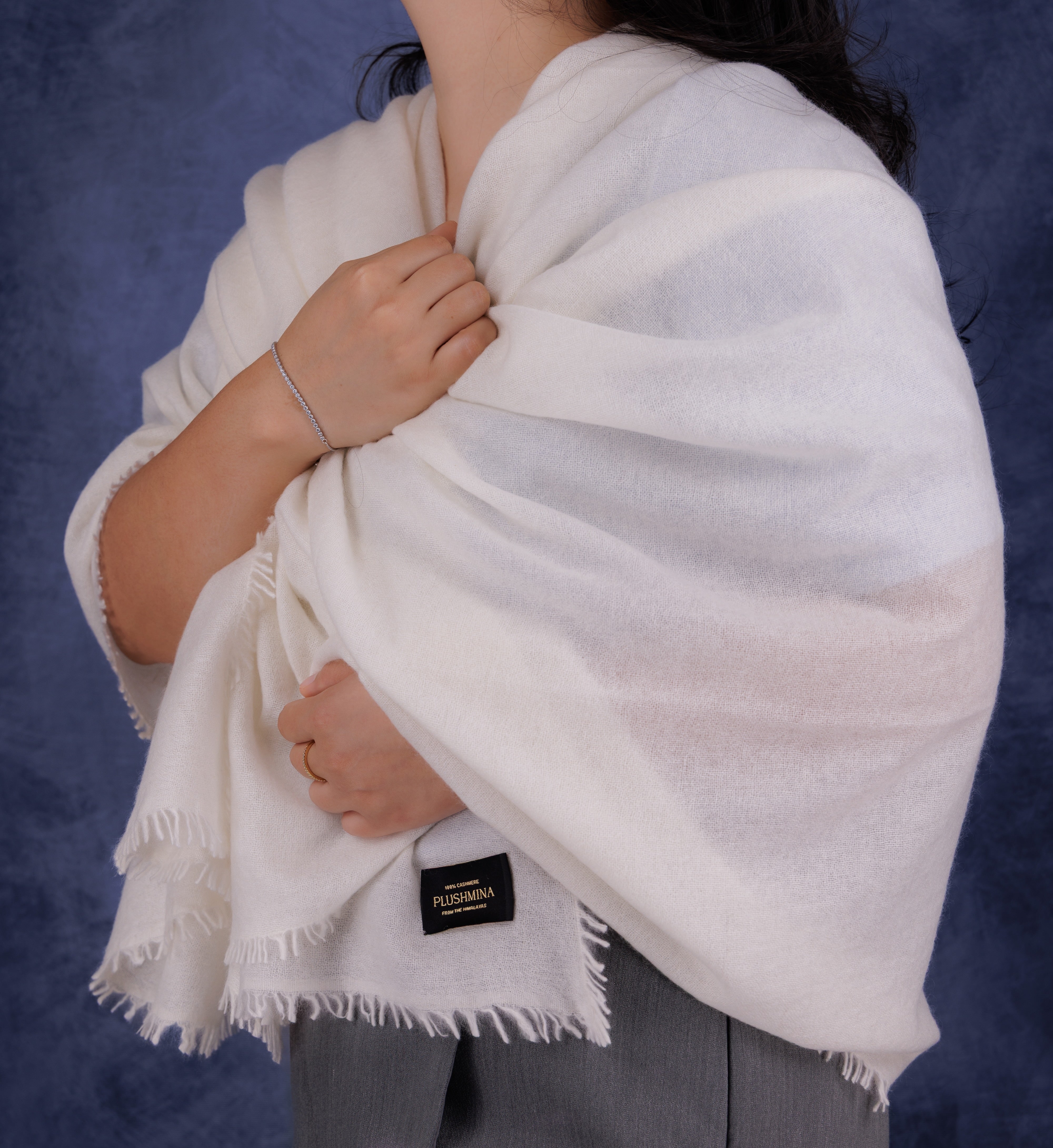 White Cashmere Pashmina Shawl