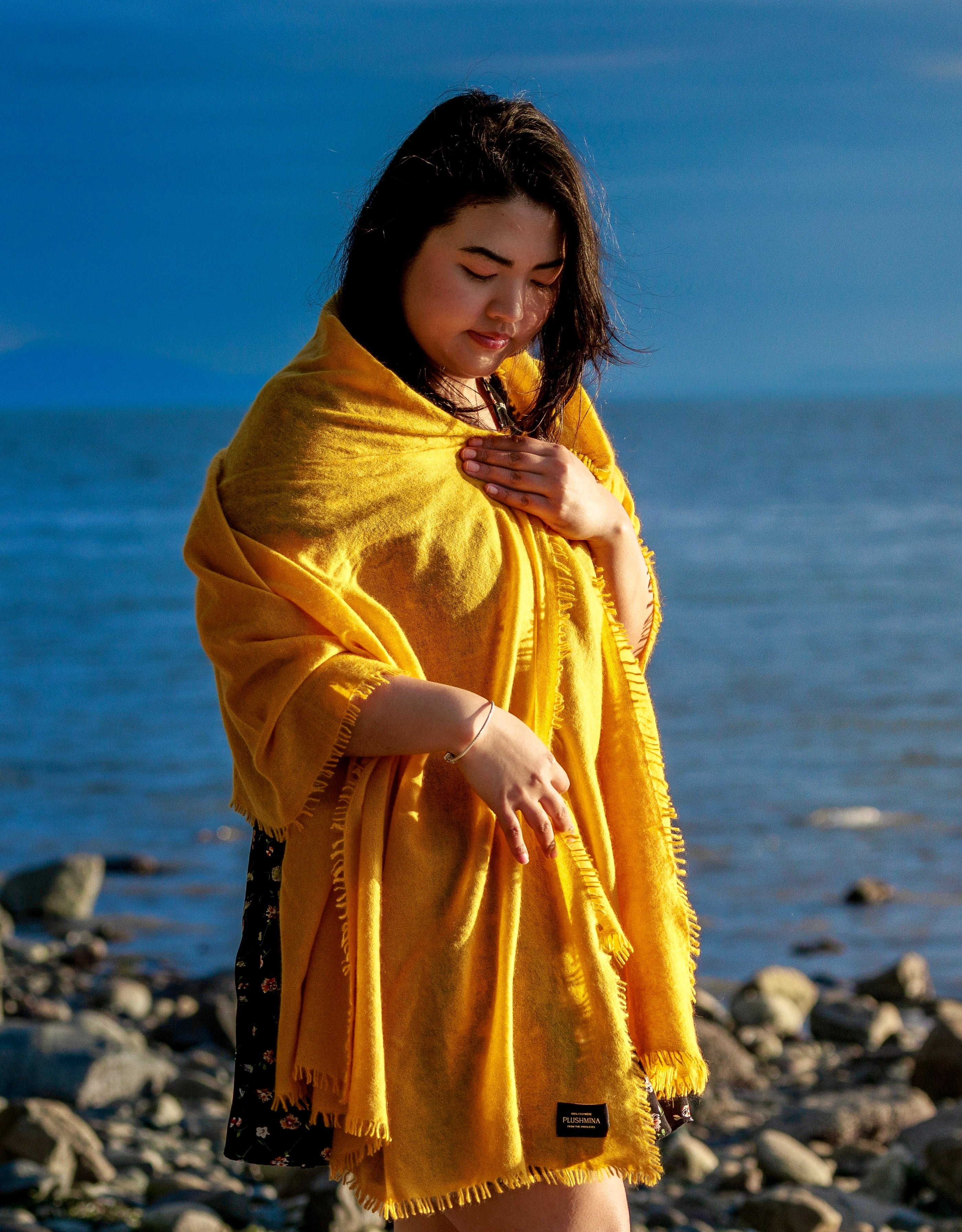 Marigold Yellow Cashmere Pashmina Shawl