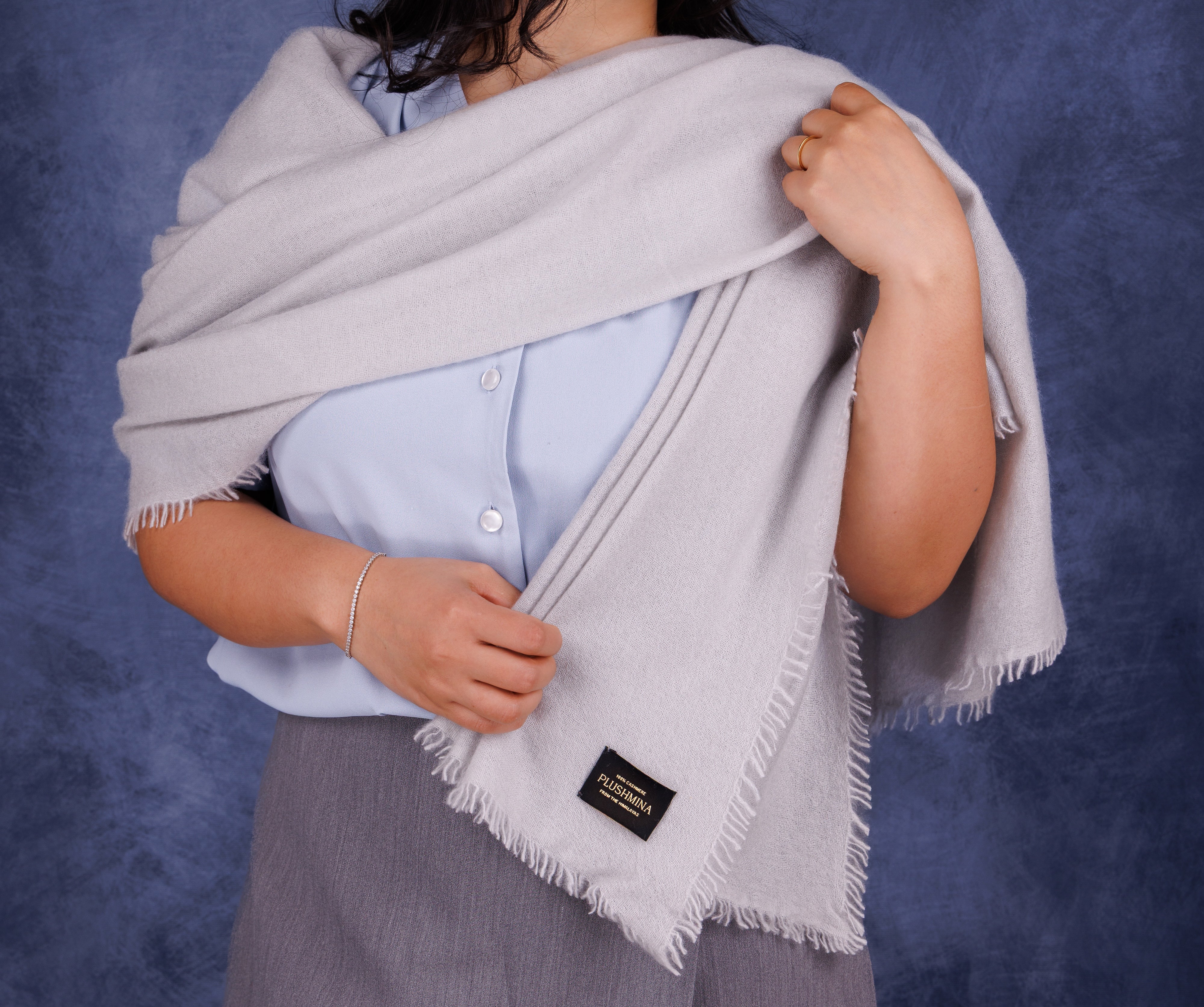 Silver Cashmere Pashmina Shawl